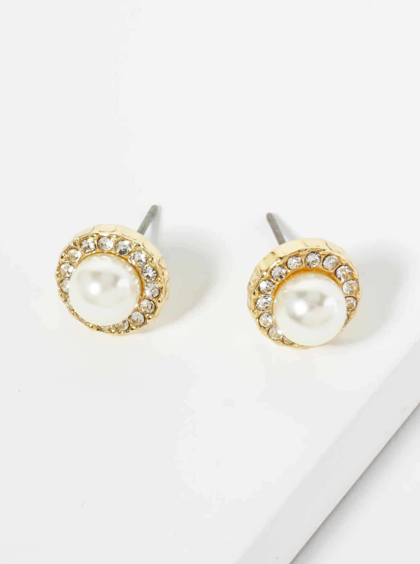 Encased In Crystal 6mm Pearl Bead Stud Earrings