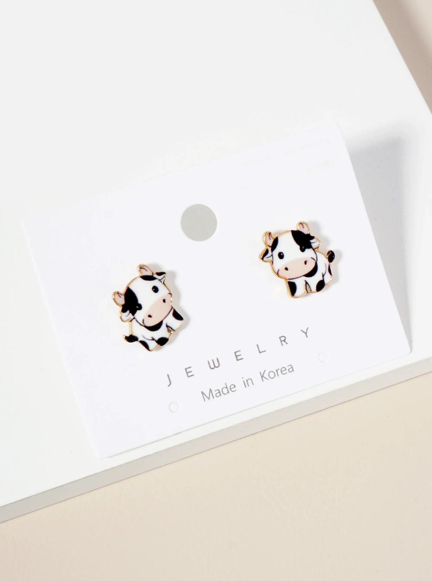 Epoxy Baby Cow Stud Earrings
