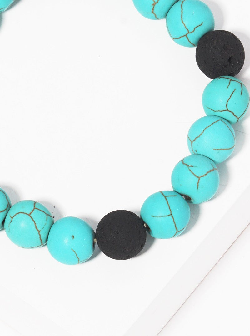 Essential Oil Diffuser Lava Stone Semi Precious Stone Stretch Bracelet