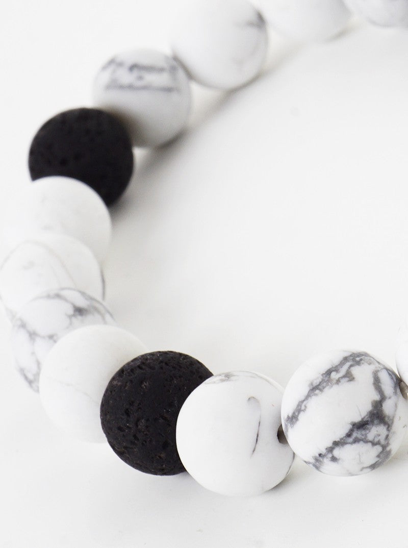 Essential Oil Diffuser Lava Stone Semi Precious Stone Stretch Bracelet