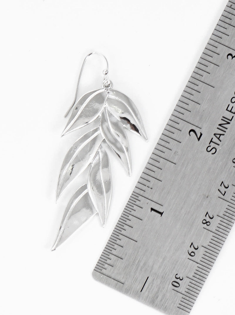 Eucalyptus Leaves Metal Dangle Drop Earrings