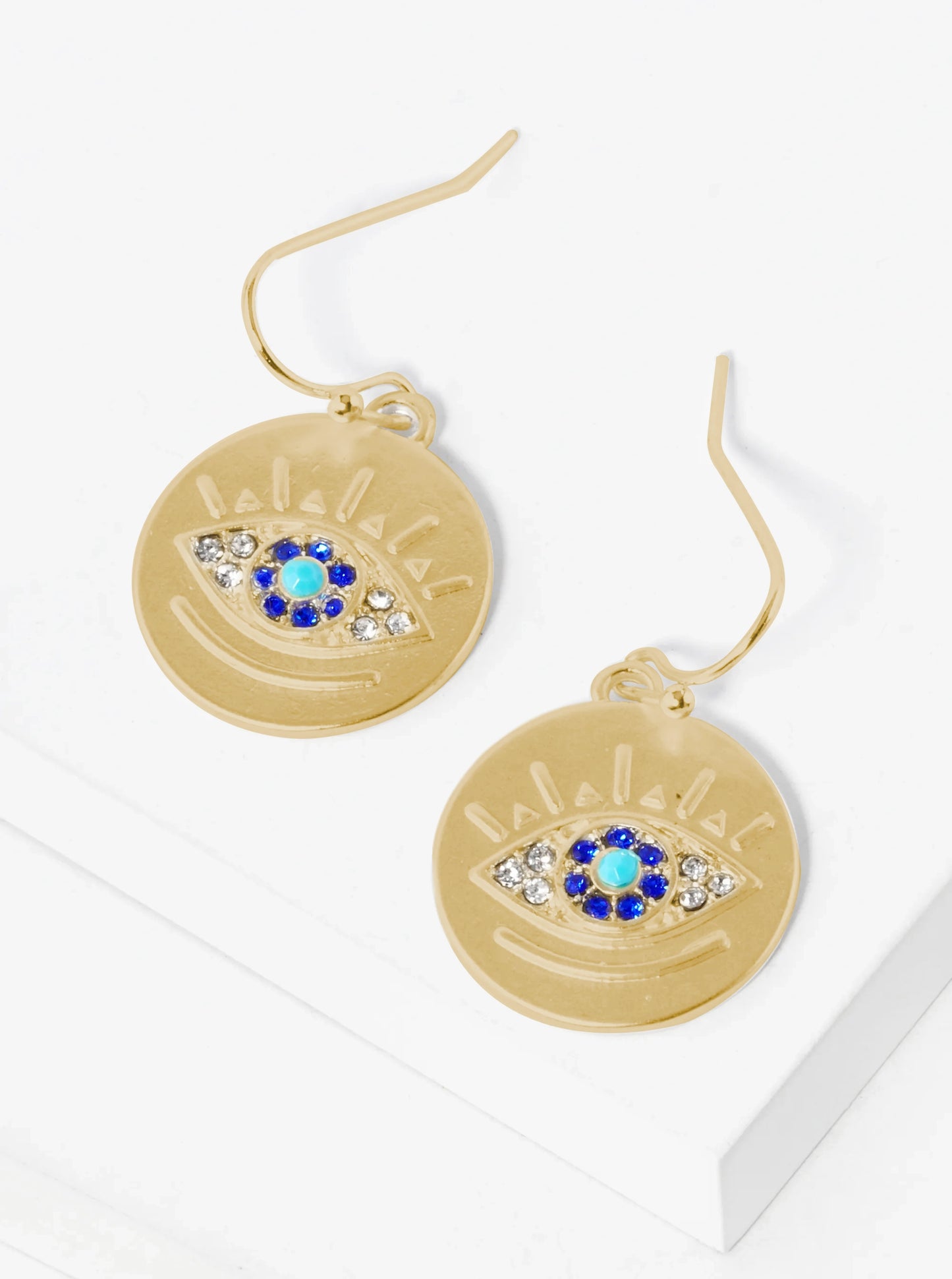 Evil Eye Disc Drop Dangle Earrings