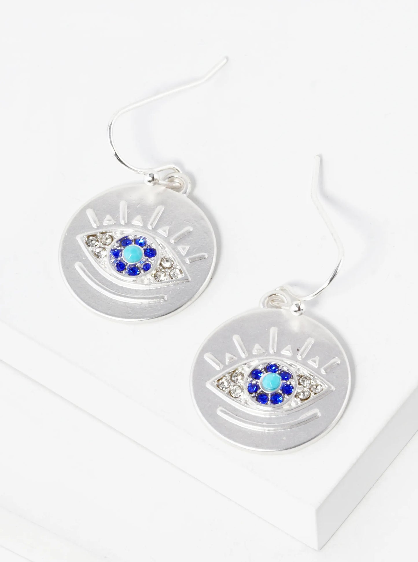 Evil Eye Disc Drop Dangle Earrings