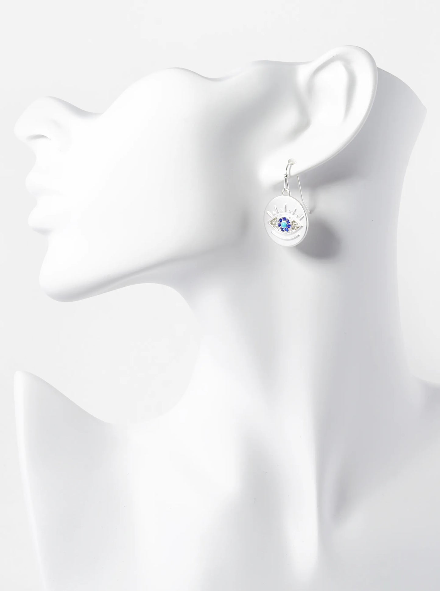 Evil Eye Disc Drop Dangle Earrings