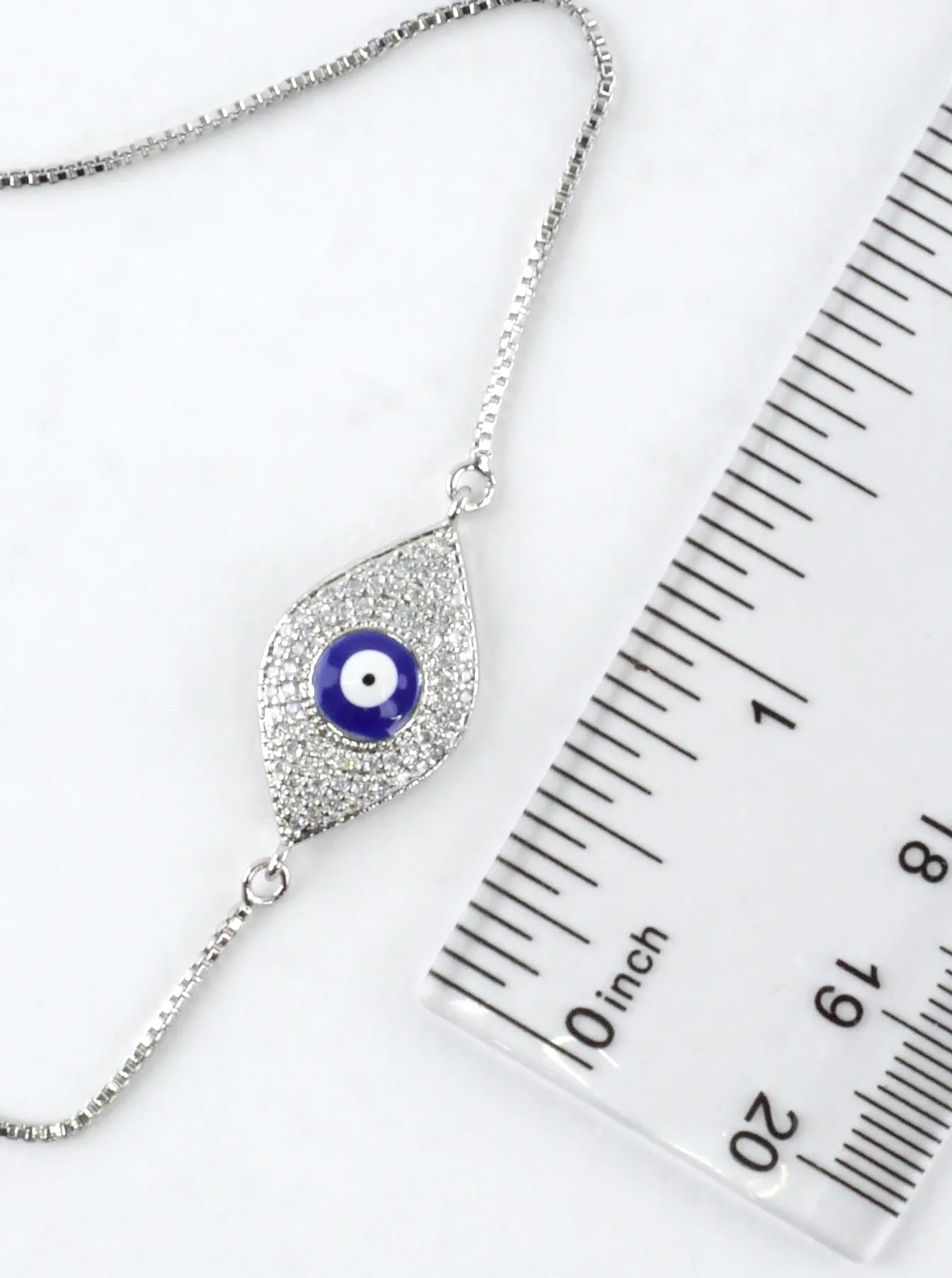 Evil Eye Stainless Steel CZ Pull Tie Bracelet