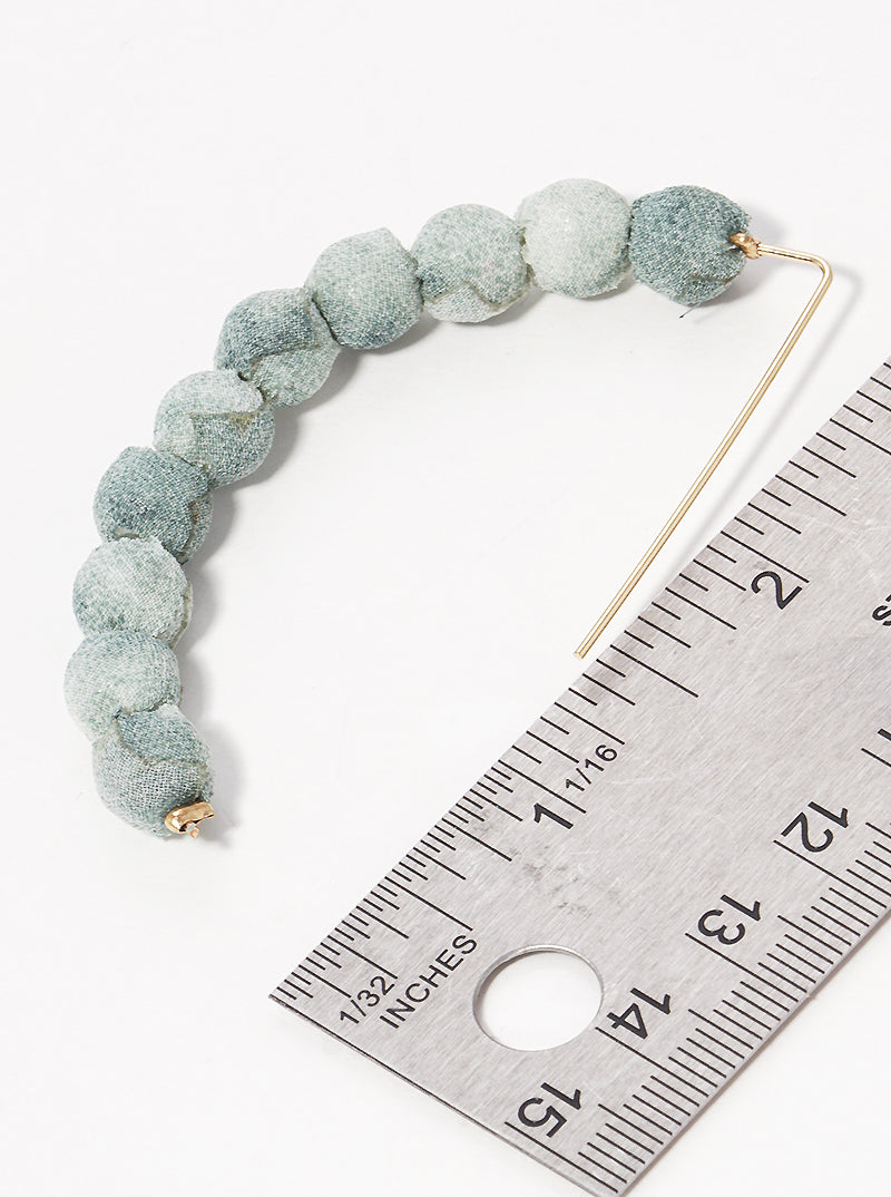 Fabric Wrapped Bead Hooked On Wire Hoop Earrings