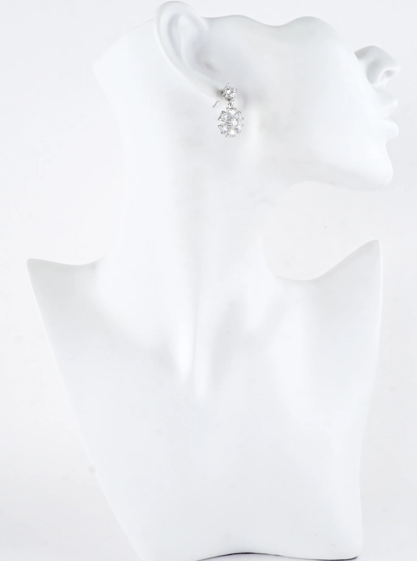 Faceted Cubic Zirconia Cluster Flower Drop Earring