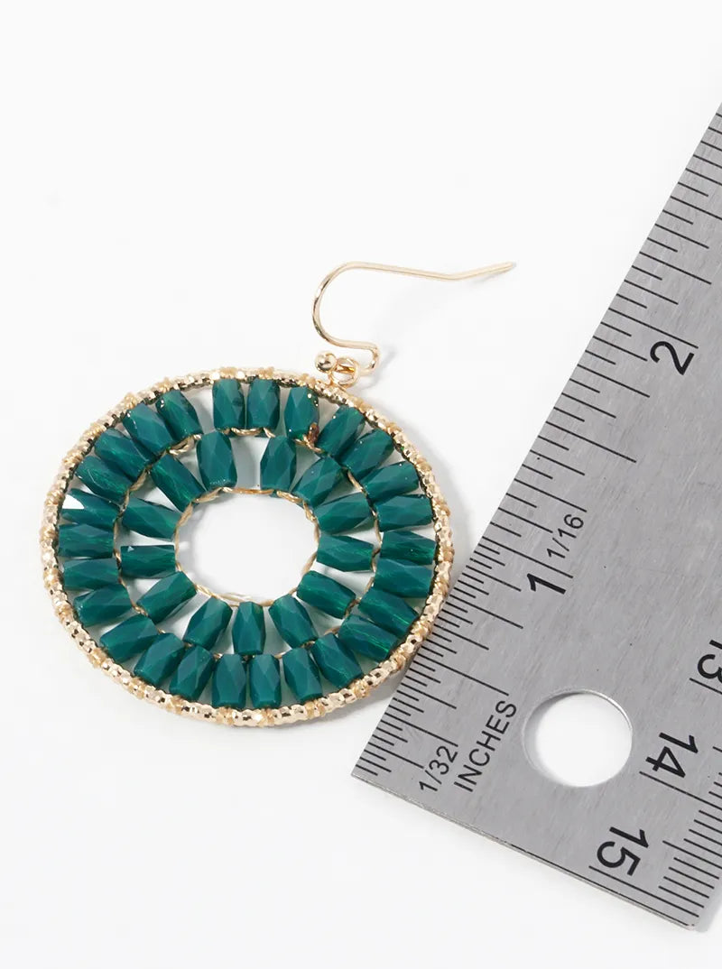 Faceted Glass Beaded Circle Drop Earrings