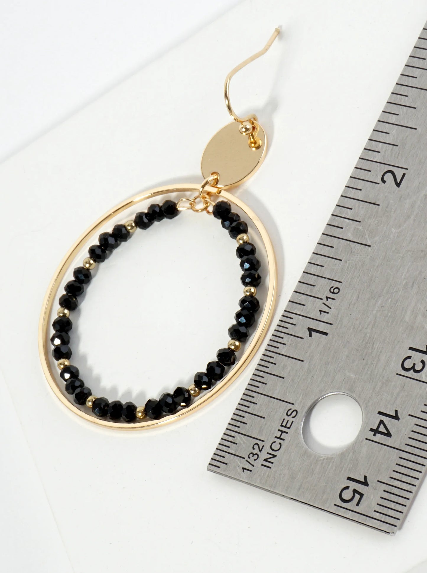 Faceted Glass Beaded Double Wire Circle Dangle Earrings
