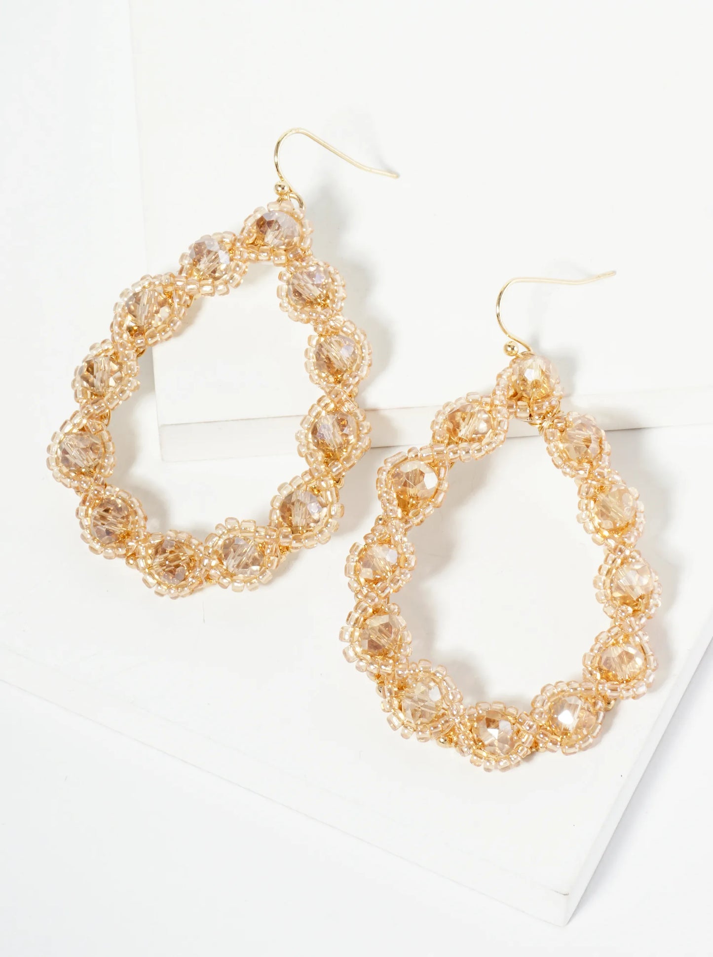 Faceted Glass Beaded Teardrop Dangle Drop Earrings