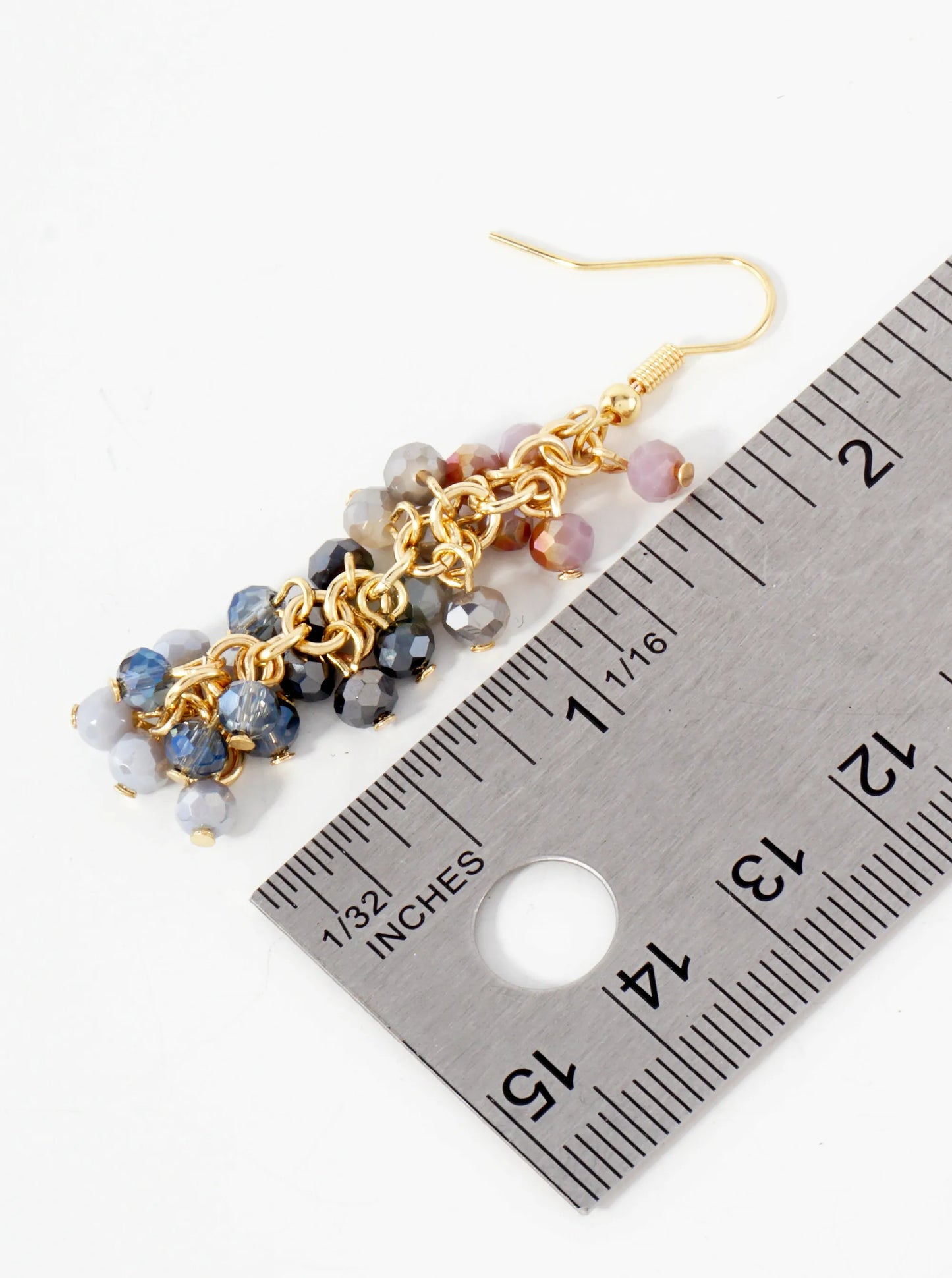 Faceted Glass-Beads Grape Cluster Dangle Earrings