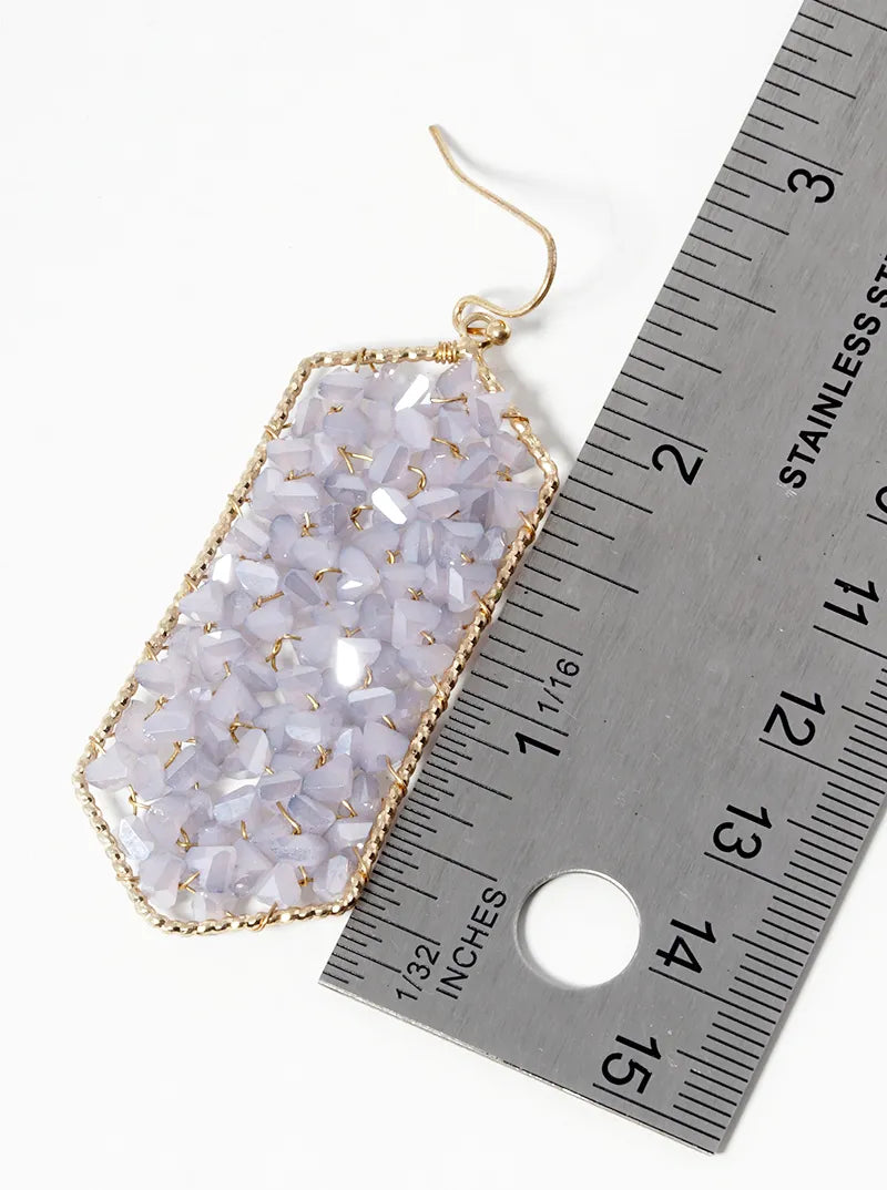Faceted Glass Beads Wire Wrapped Dangle Drop Earrings