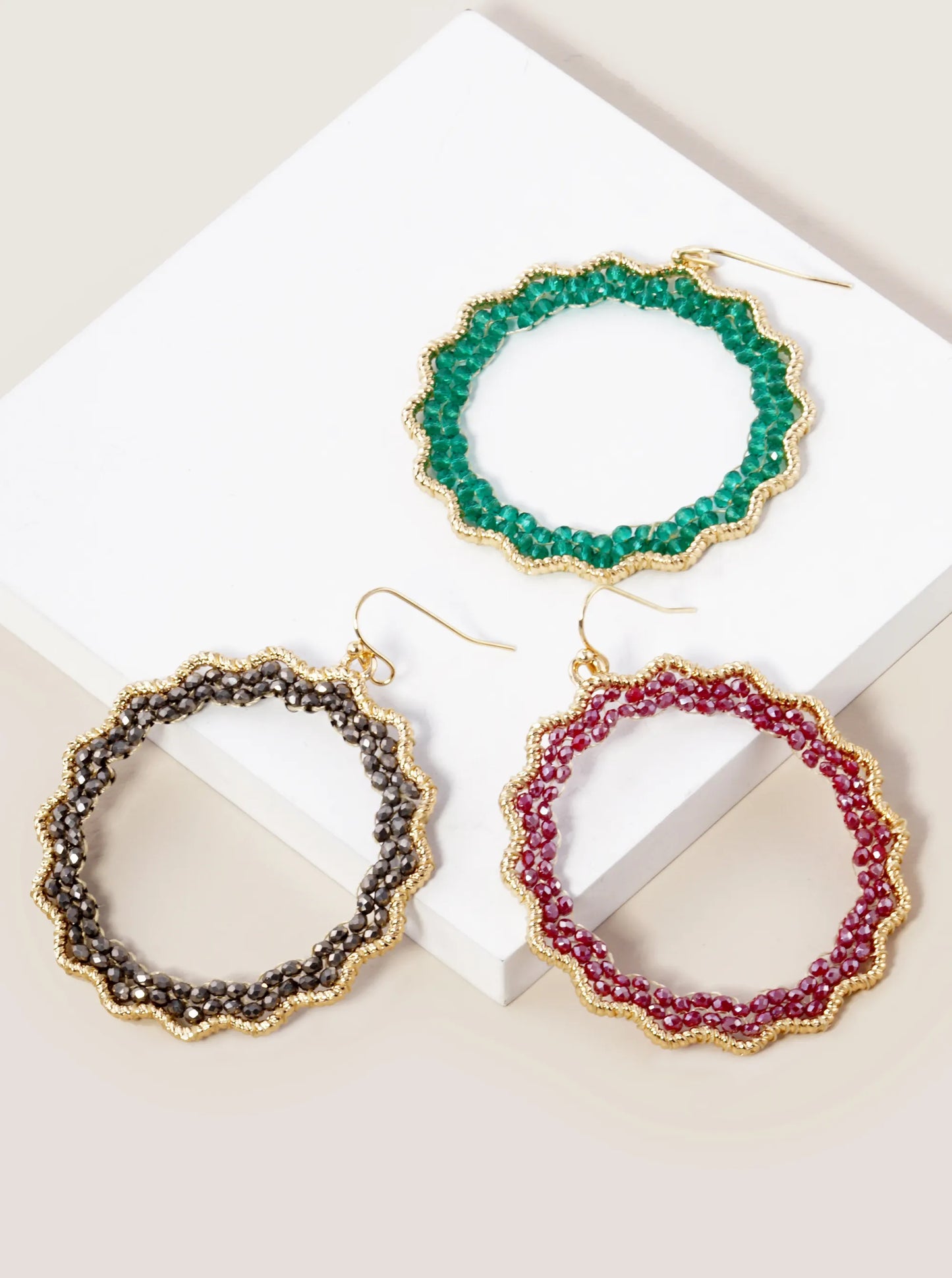 Faceted Glass Beads Wire Wrapped Dangle Drop Earrings