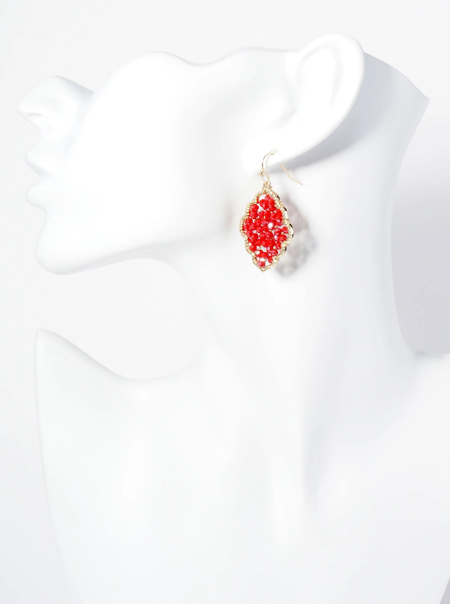 Faceted Glass Beads Wire Wrapped Moroccan Shape Dangle Earrings