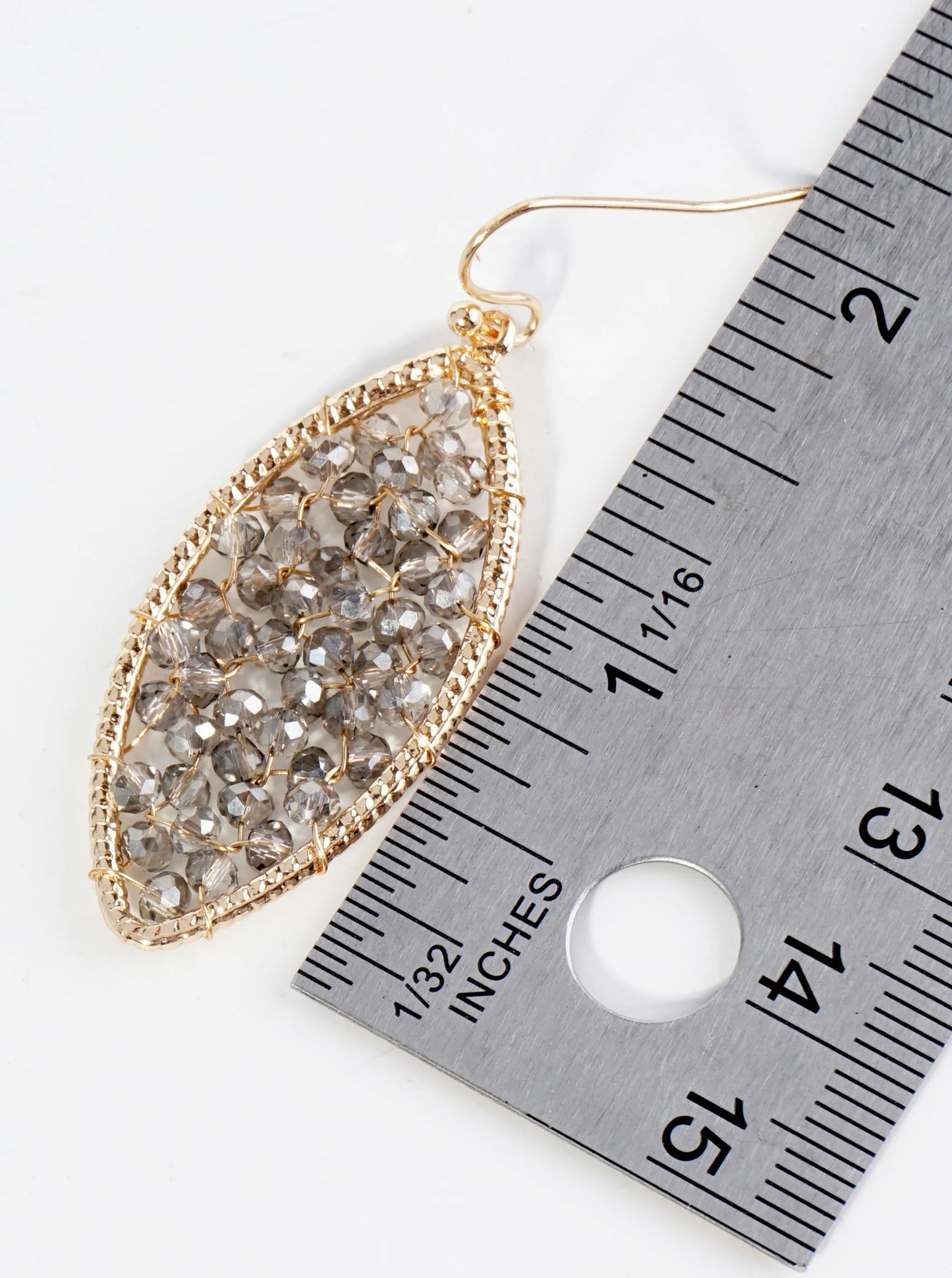 Faceted Glass Beads Wired Marquise Dangle Drop Earrings