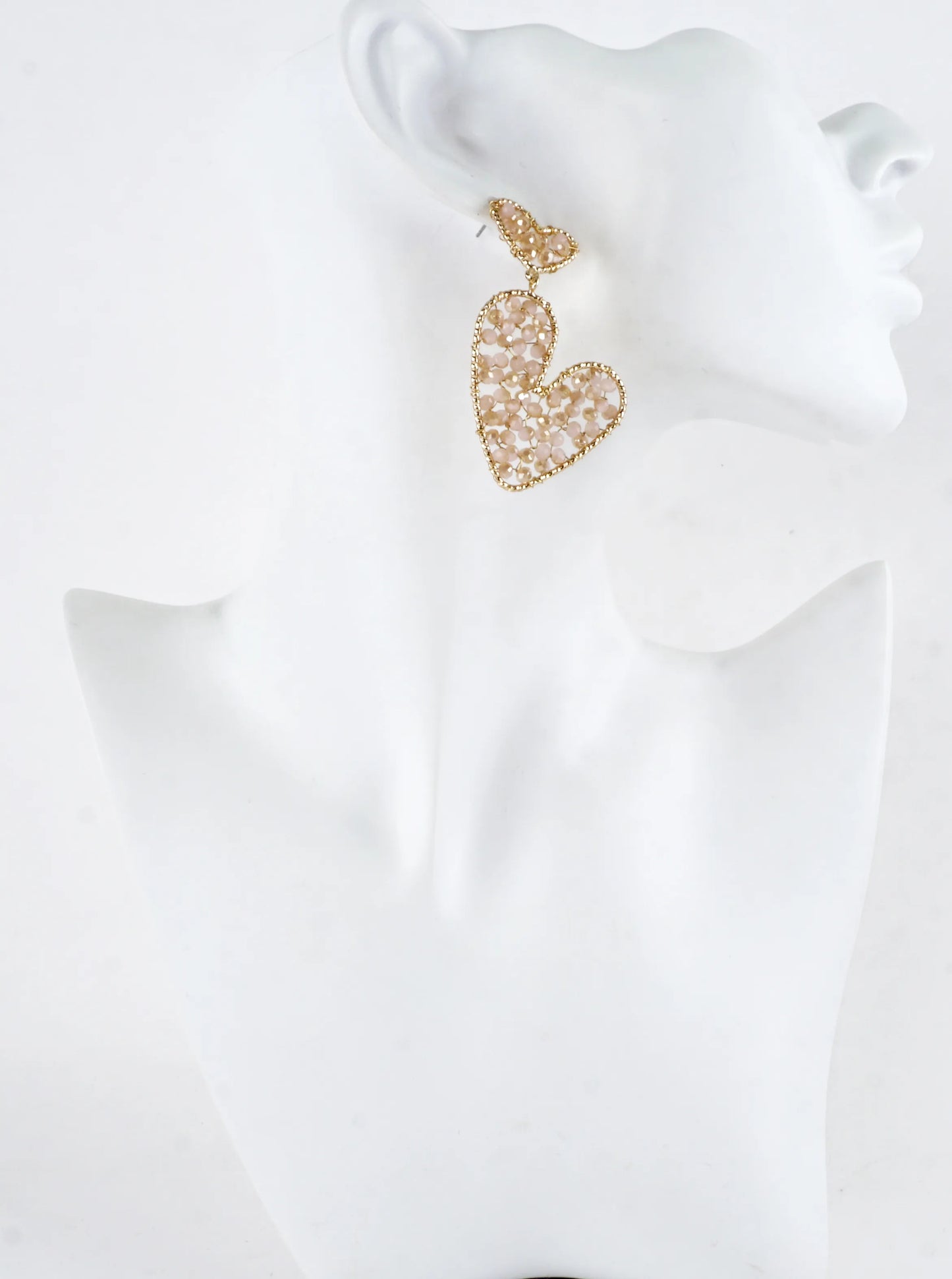 Faceted Glass Wired Hearts Dangle Earrings