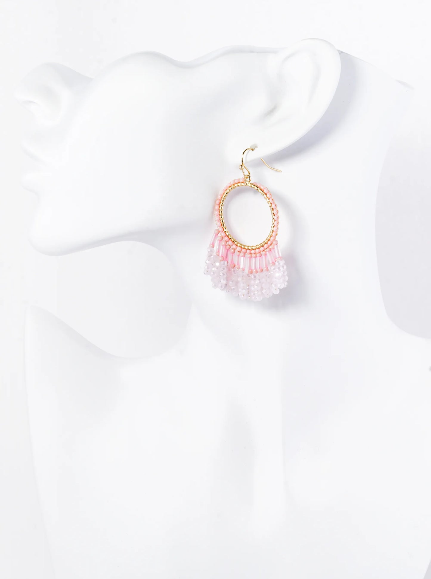 Faceted Multi Shape Glass Beaded Drop Fringe Dangle Earrings