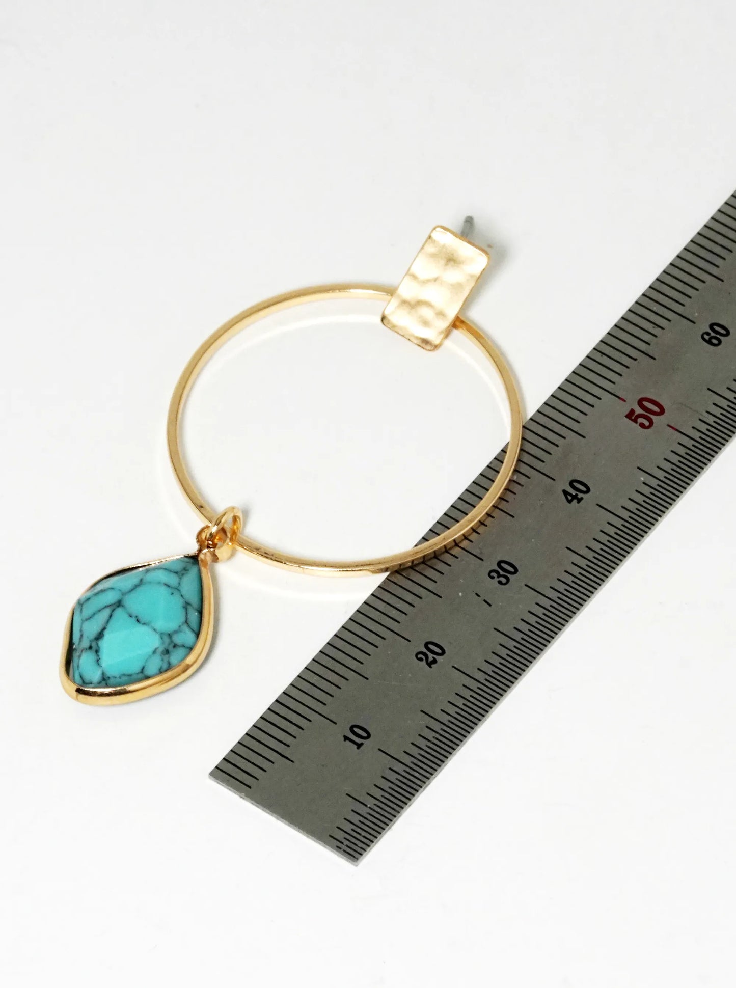 Faceted Semi-Precious Natural Stone Drop Delicate Circle Earrings