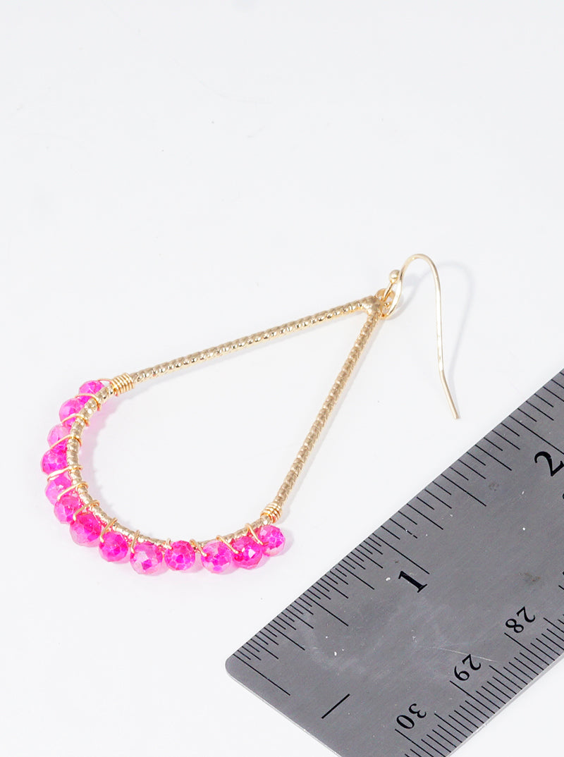 Faceted Glass Bead Wire Wrapped Teardrop Dangle Earrings