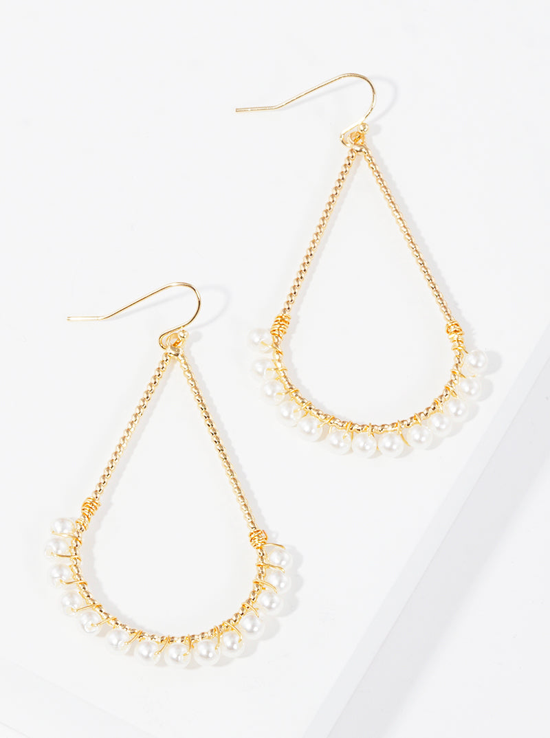 Faceted Glass Bead Wire Wrapped Teardrop Dangle Earrings