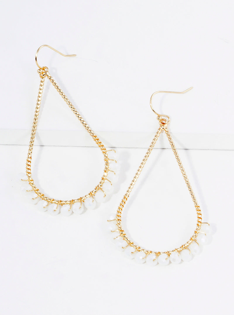 Faceted Glass Bead Wire Wrapped Teardrop Dangle Earrings