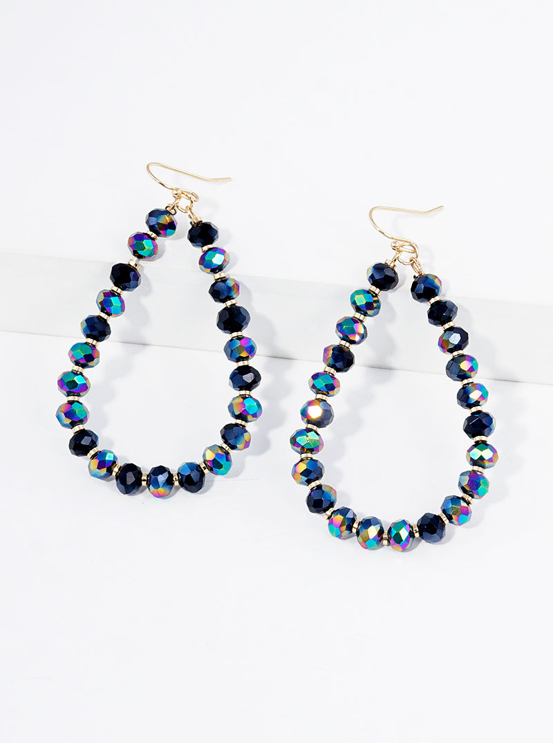 Faceted Glass Beaded Teardrop Dangle Earrings