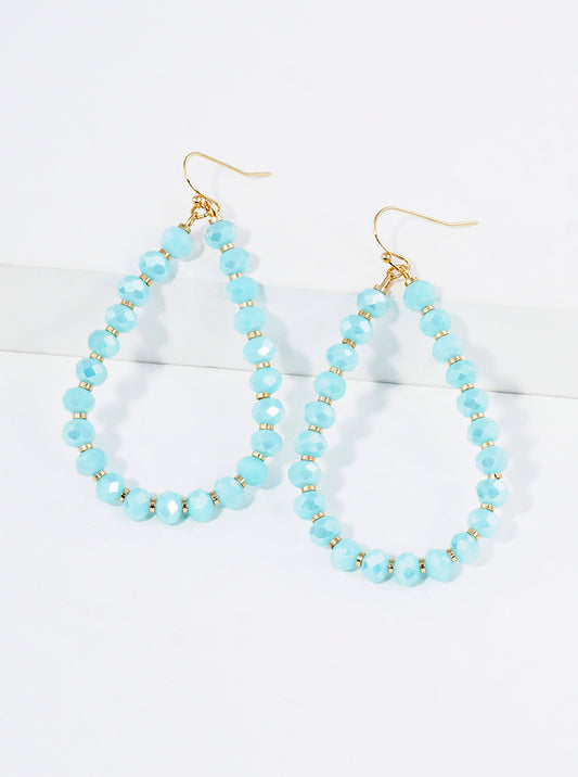 Faceted Glass Beaded Teardrop Dangle Earrings