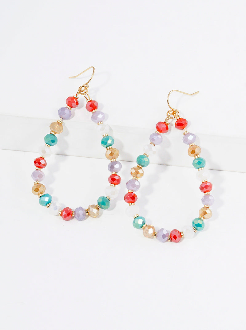 Faceted Glass Beaded Teardrop Dangle Earrings