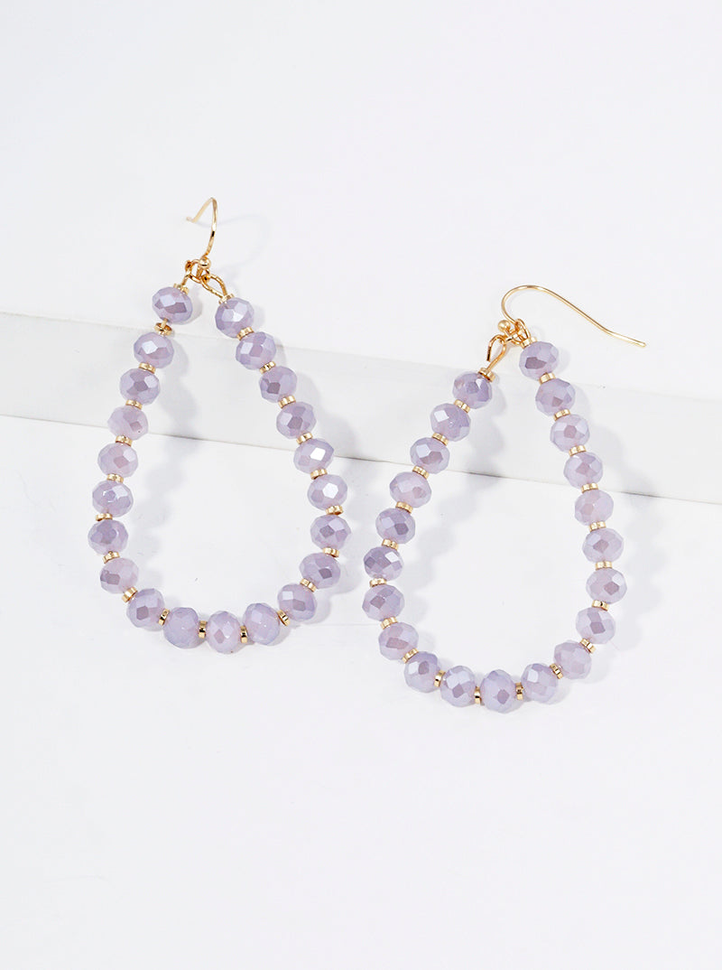 Faceted Glass Beaded Teardrop Dangle Earrings