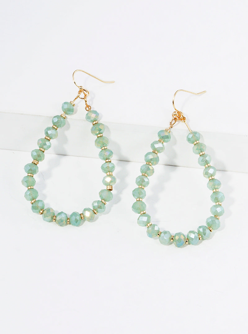 Faceted Glass Beaded Teardrop Dangle Earrings