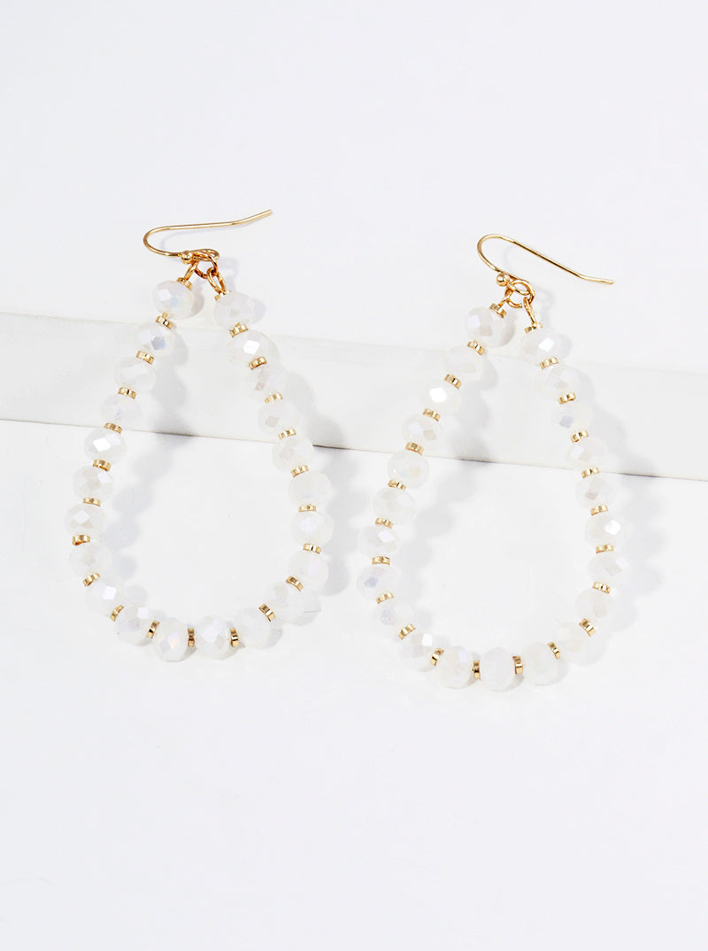 Faceted Glass Beaded Teardrop Dangle Earrings