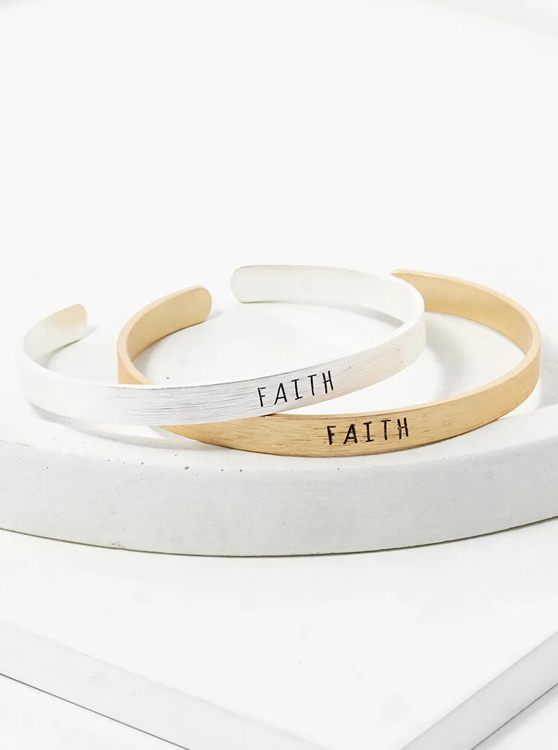 Faith Engraved Inspirational Cuff Bracelet