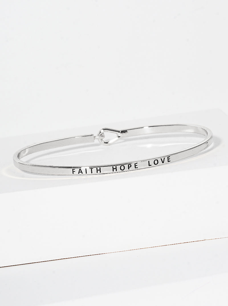 Faith Hope Love Engraved Inspirational Bangle Bracelet