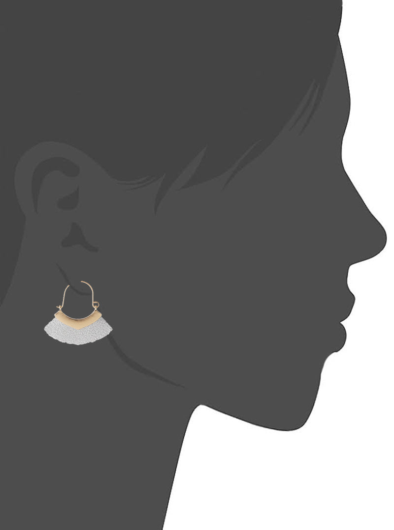Fan Shaped Leatherette Drop Steel Wire Earrings