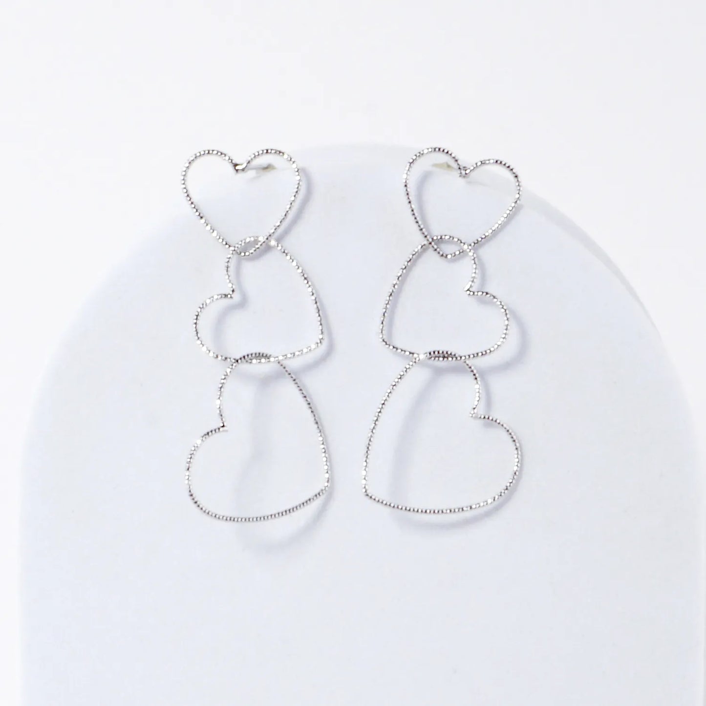 Feather Light PPF Brass Hearts Dangle Earrings