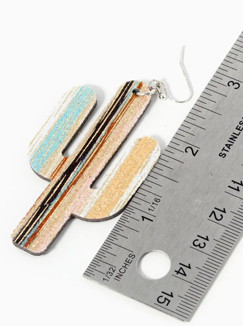 Feather-light Colorful Cactus Cork Earrings