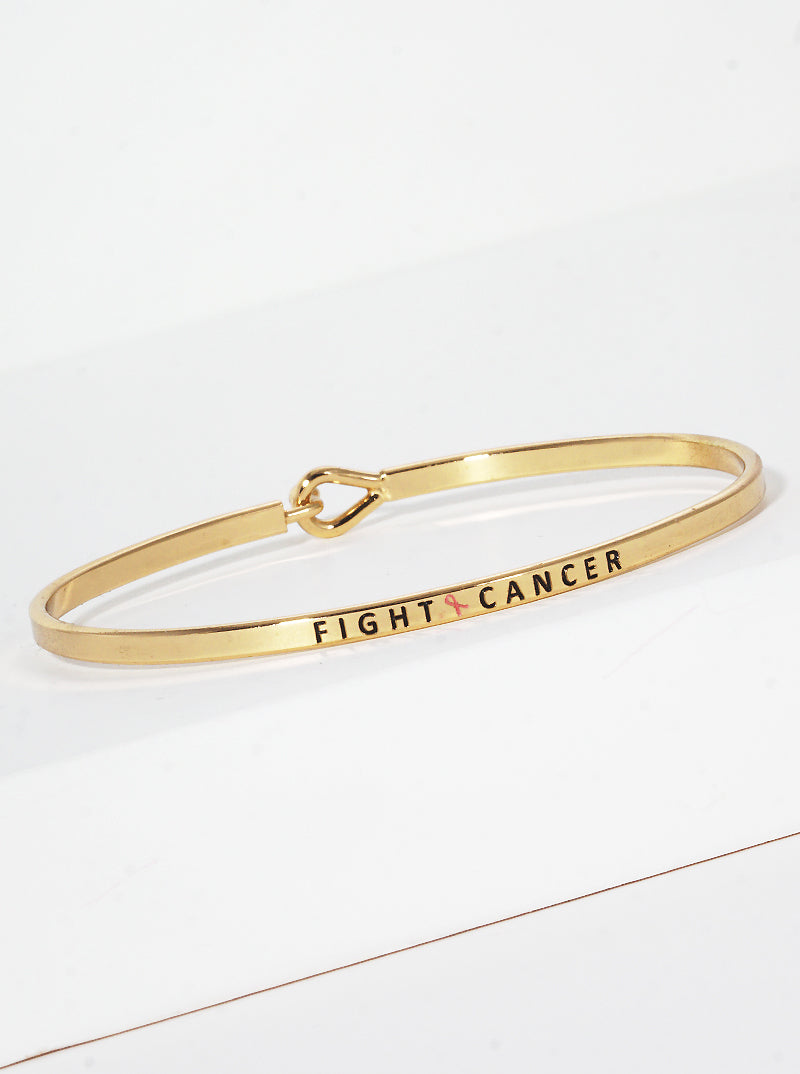 Fight Cancer Engraved Inspirational Bangle Bracelet