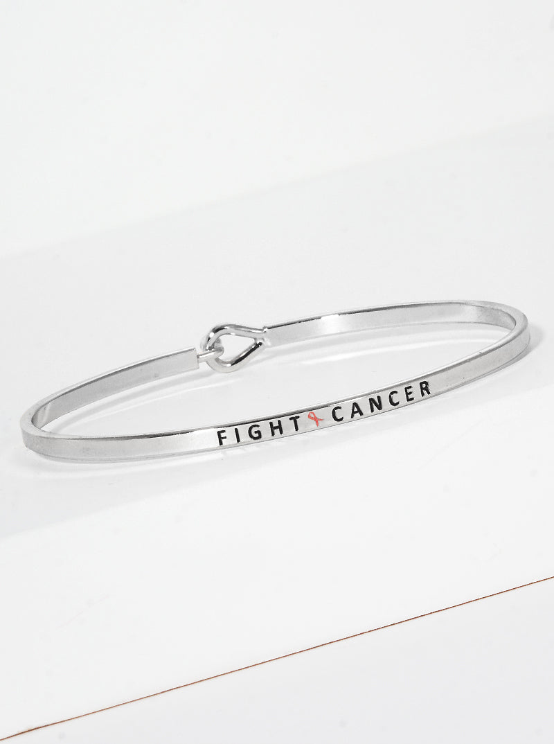 Fight Cancer Engraved Inspirational Bangle Bracelet