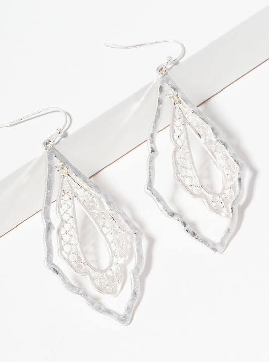 Filigree Ornate Shape Metal Drop Earrings