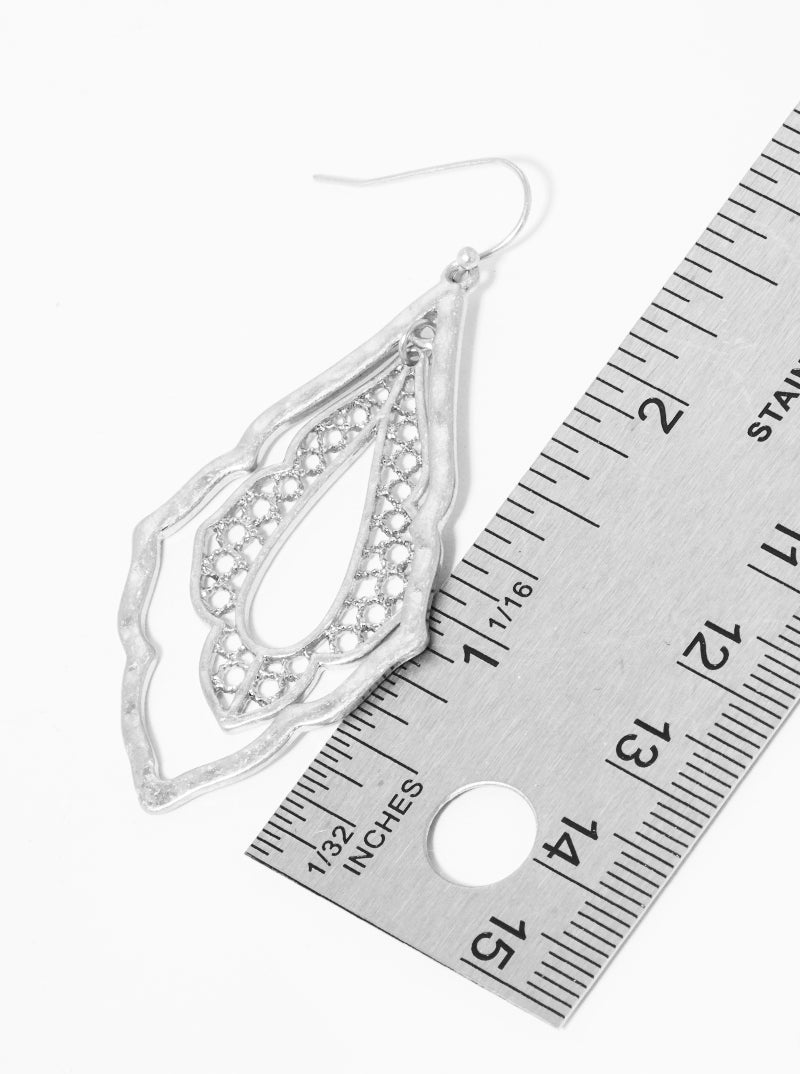 Filigree Ornate Shape Metal Drop Earrings
