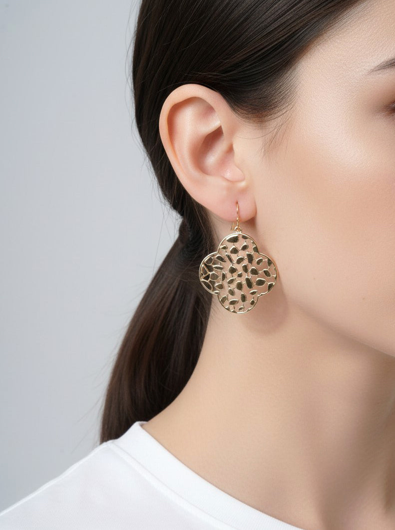 Filigree Quatrefoil Dangle Drop Earrings