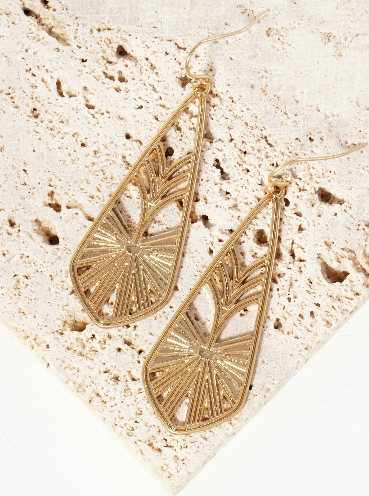 Filigree Textured Pointed Teardrop Earrings