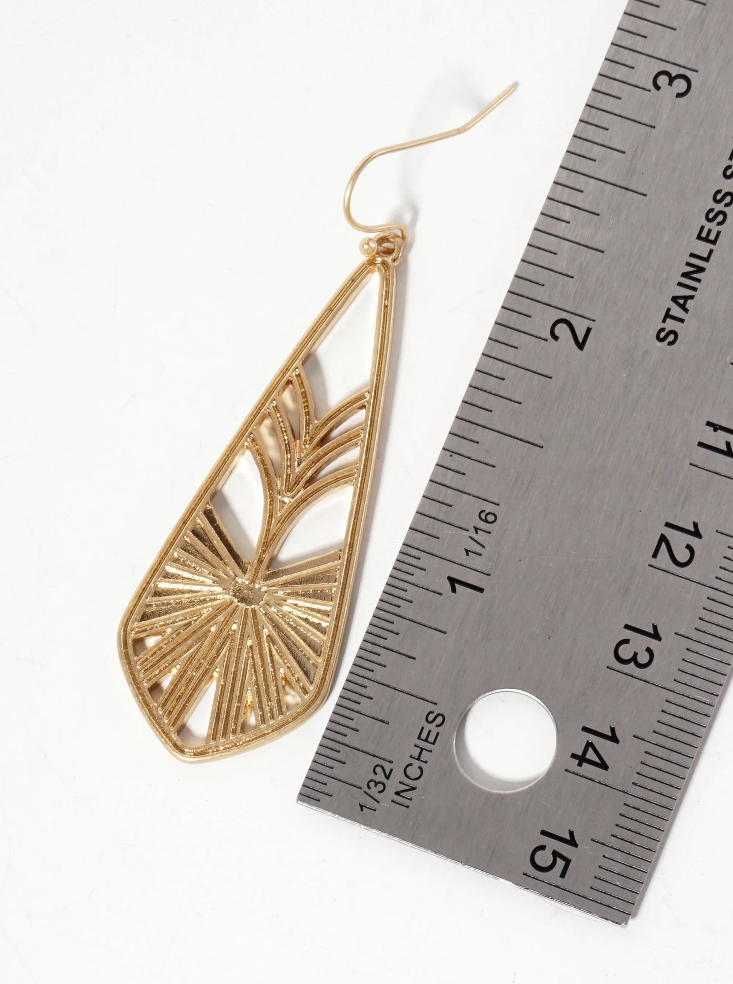 Filigree Textured Pointed Teardrop Earrings