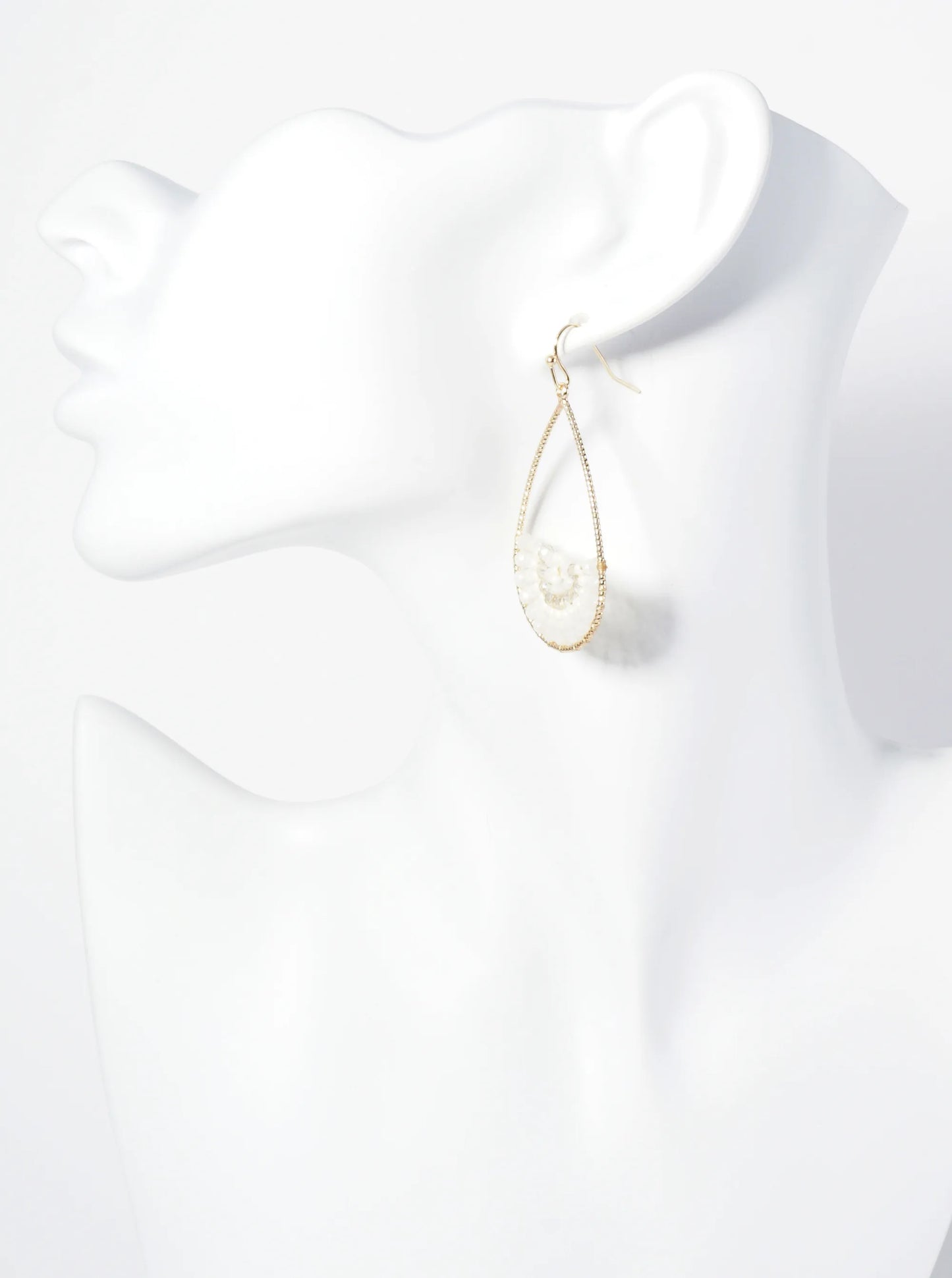 Filled With Various Glass Beads Teardrop Dangle Earrings