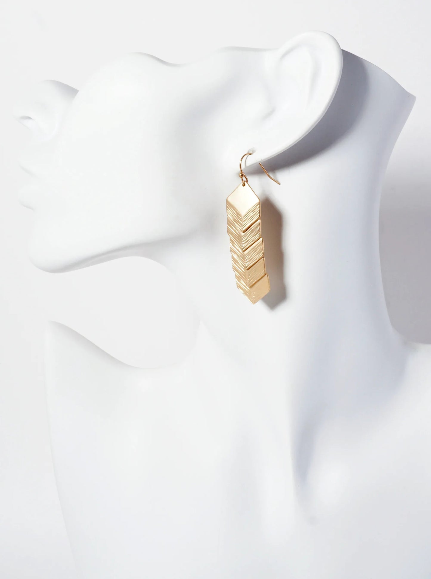 Five-Layer Brushed Hexagon Geometric Dangle Earrings