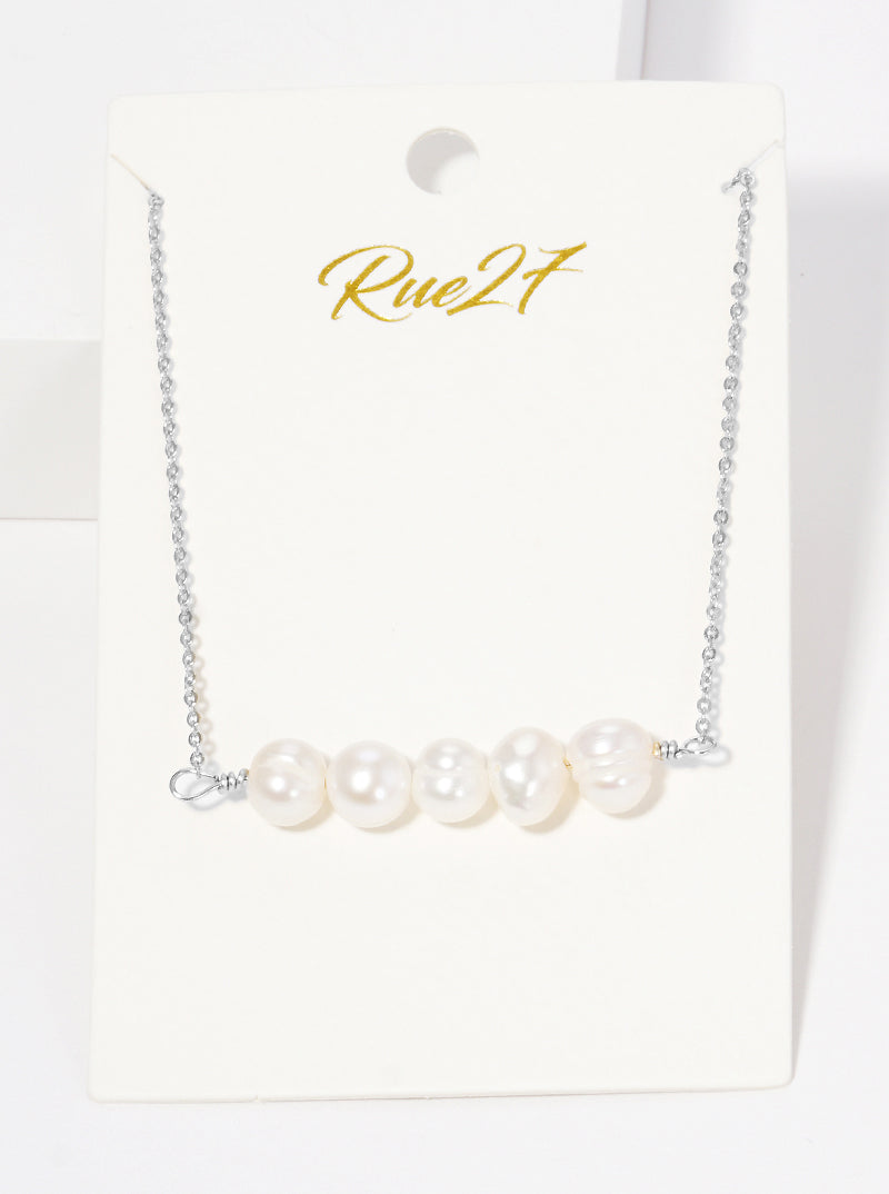 Five Freshwater Pearls Pendant Choker Necklace