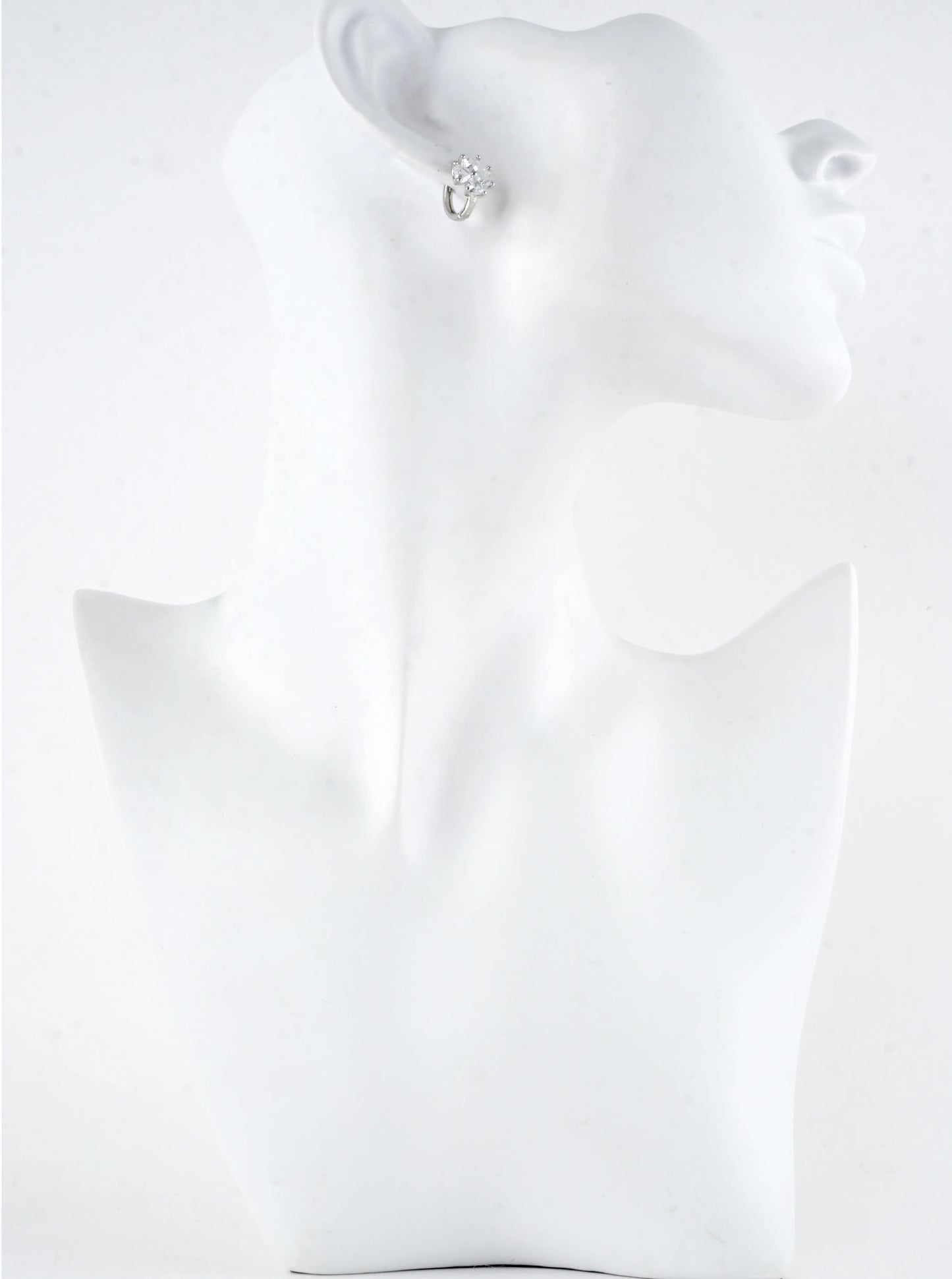 Flower CZ Cluster Huggie Hoop Earrings