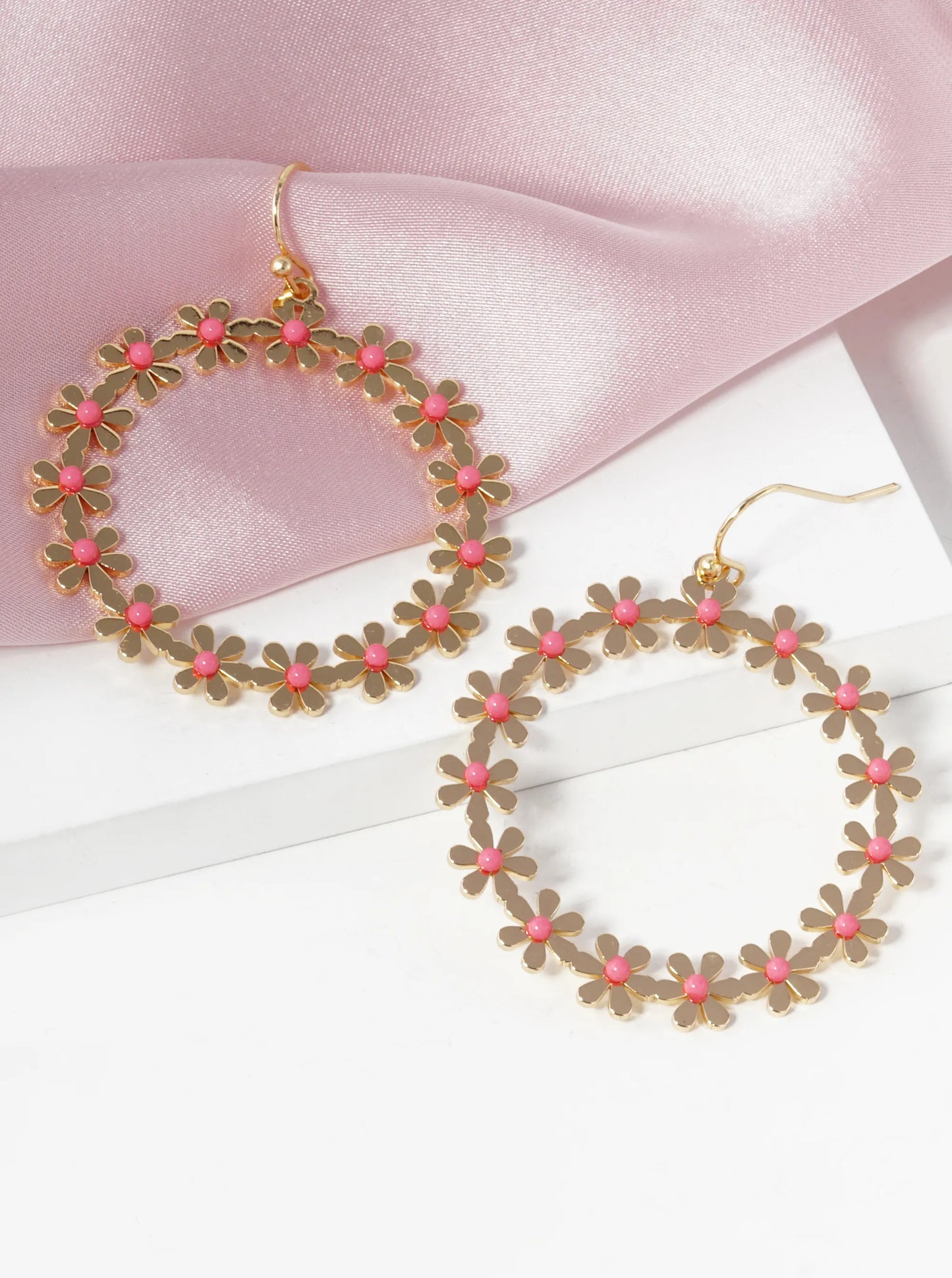 Flower Circle Drop Dangle Earrings