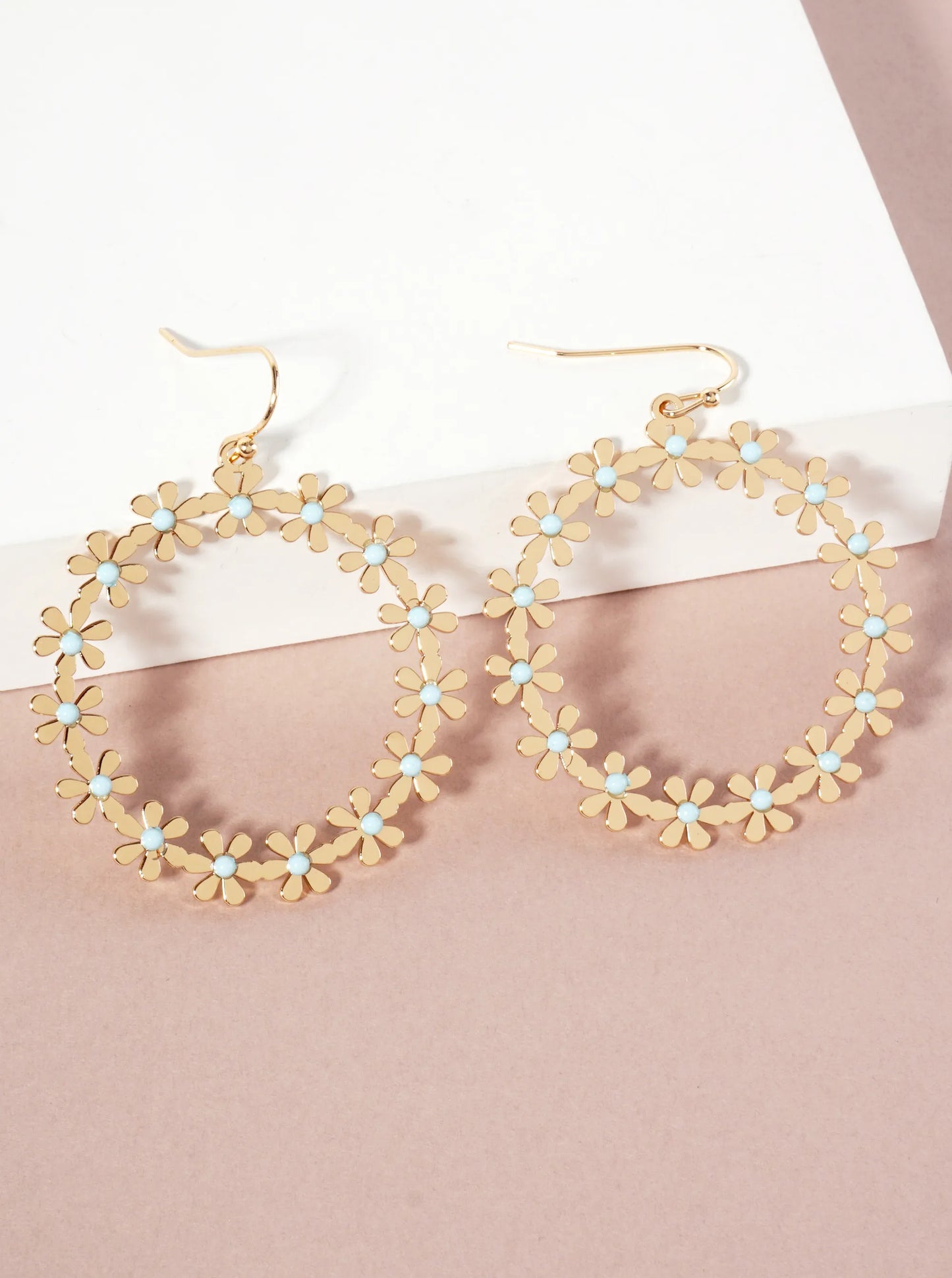 Flower Circle Drop Dangle Earrings