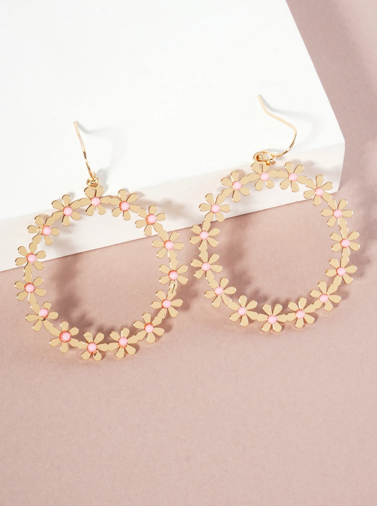 Flower Circle Drop Dangle Earrings